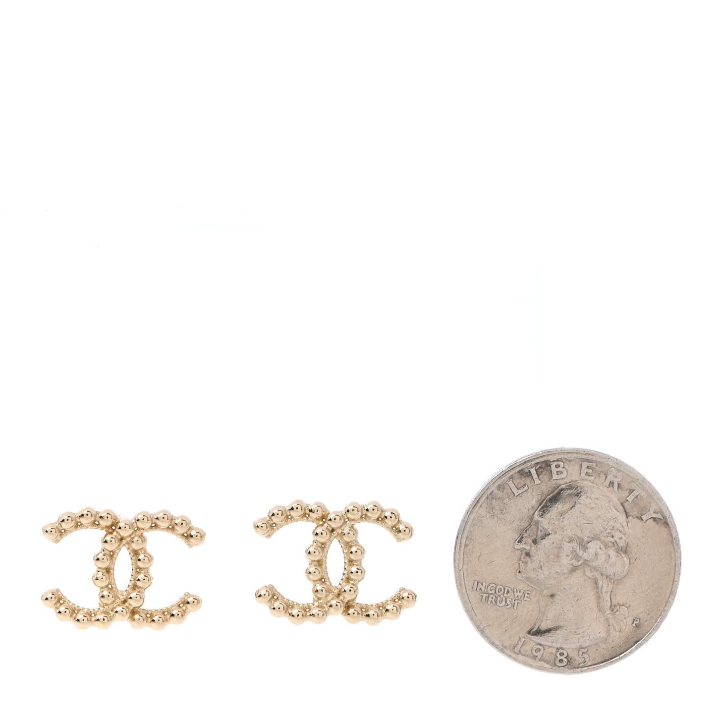 Metal Bead CC Earrings Gold