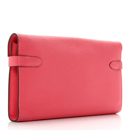 Hermes Chevre Mysore Kelly Longue Wallet Rose Lipstick 3 of 10