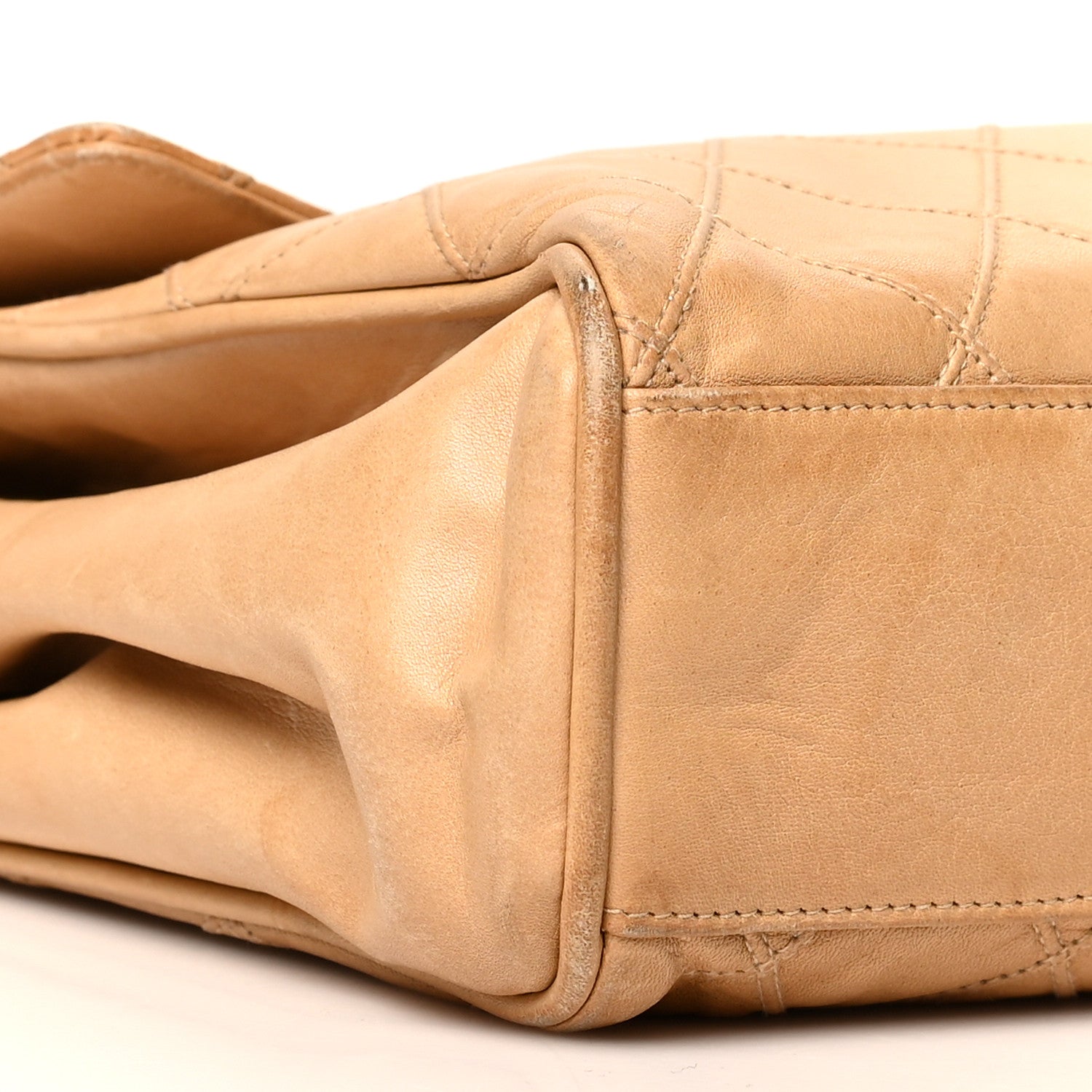 Chanel Lambskin Stitched Medium Single Flap Beige 10 of 16