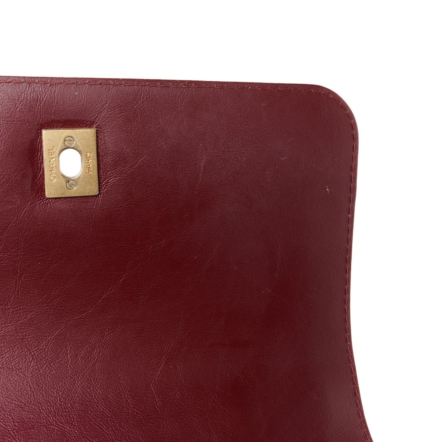 Calfskin Chevron Quilted Top Handle Flap Red