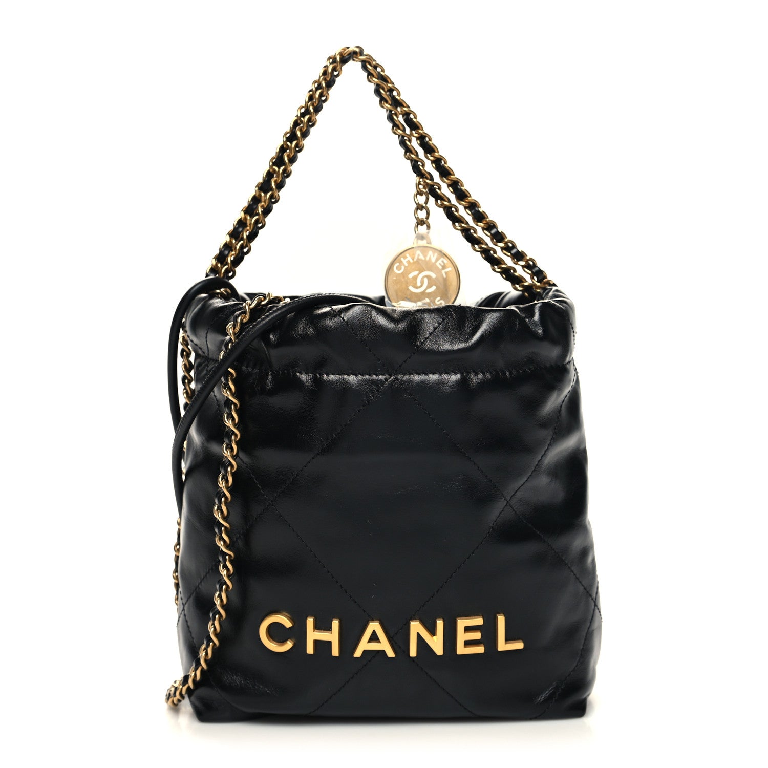 Chanel Shiny Calfskin Quilted Mini Chanel 22 Black 1 of 11