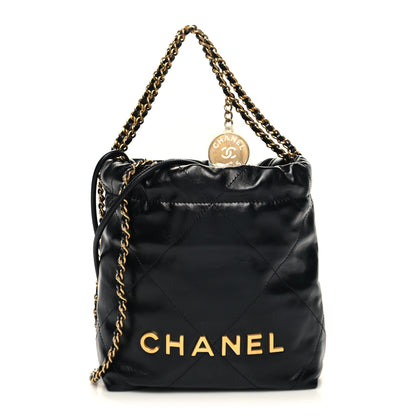 Chanel Shiny Calfskin Quilted Mini Chanel 22 Black 1 of 11