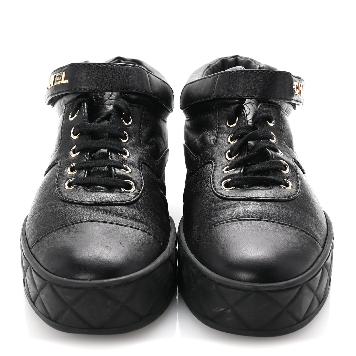 Lambskin Logo Strap Sneakers 40 Black