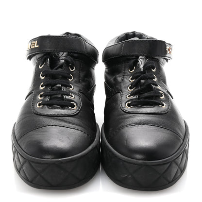 Chanel Lambskin Logo Strap Sneakers 40 Black 3 of 10