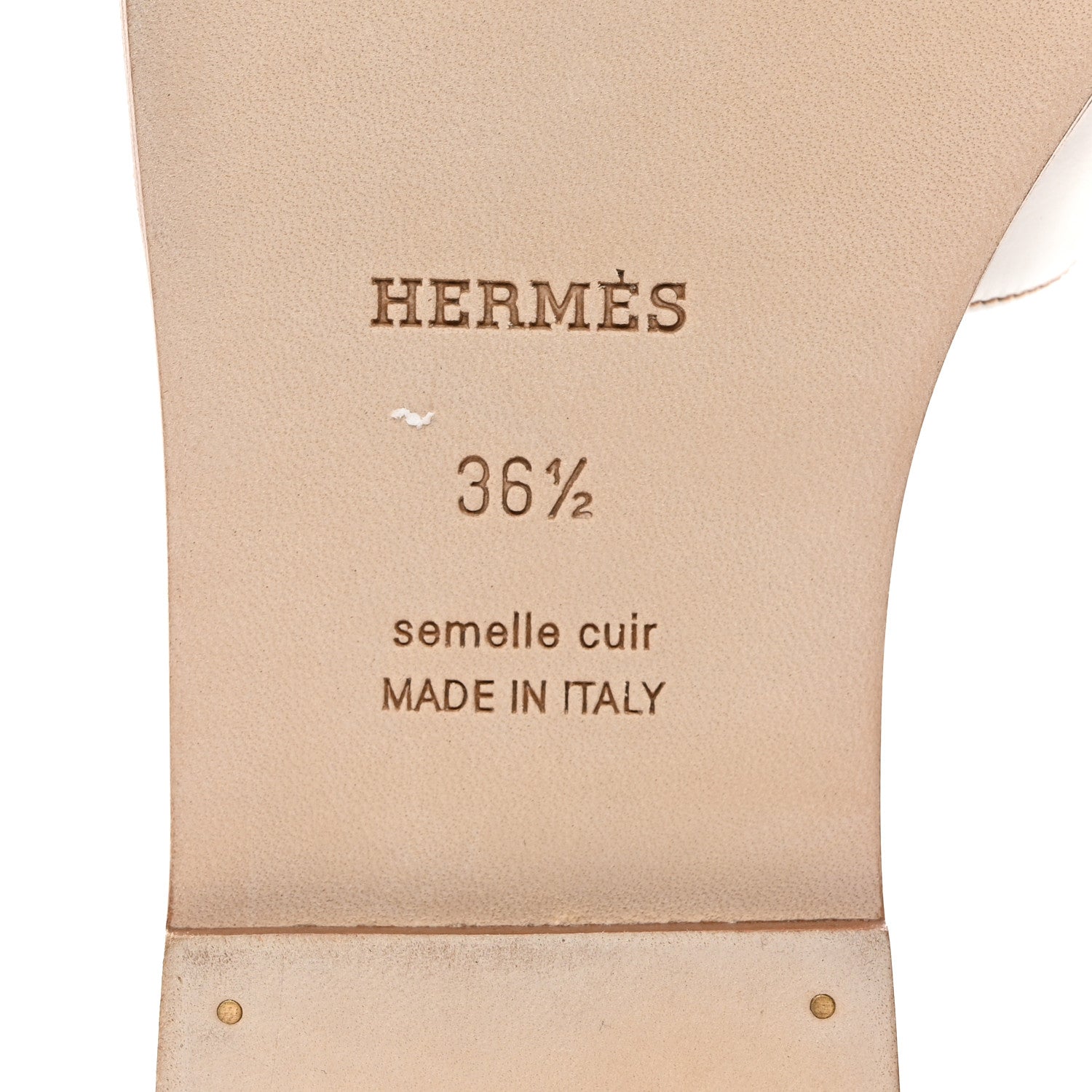 Hermes Box Calfskin Oran Sandals 36.5 White 8 of 9