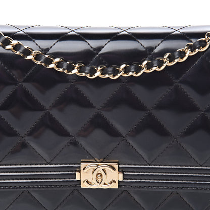 Chanel Glazed Calfskin Quilted Boy Wallet On Chain WOC Black 11 of 12