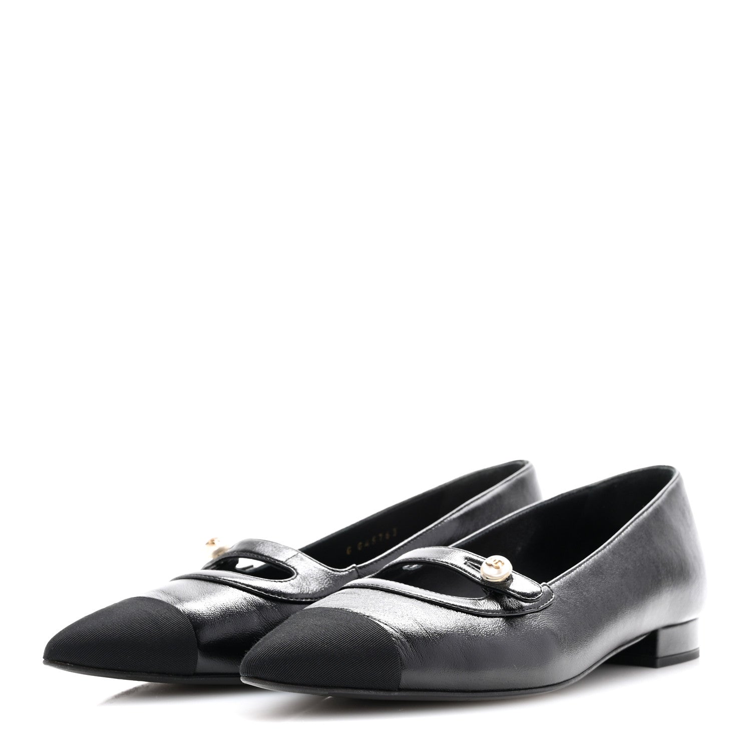 Chanel Shiny Lambskin Grosgrain Pearl Mary Jane Flats 39 Black 4 of 12