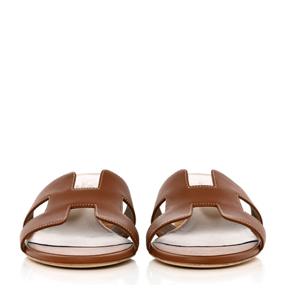 Hermes Calfskin Oasis Sandals 38 Gold 2 of 9