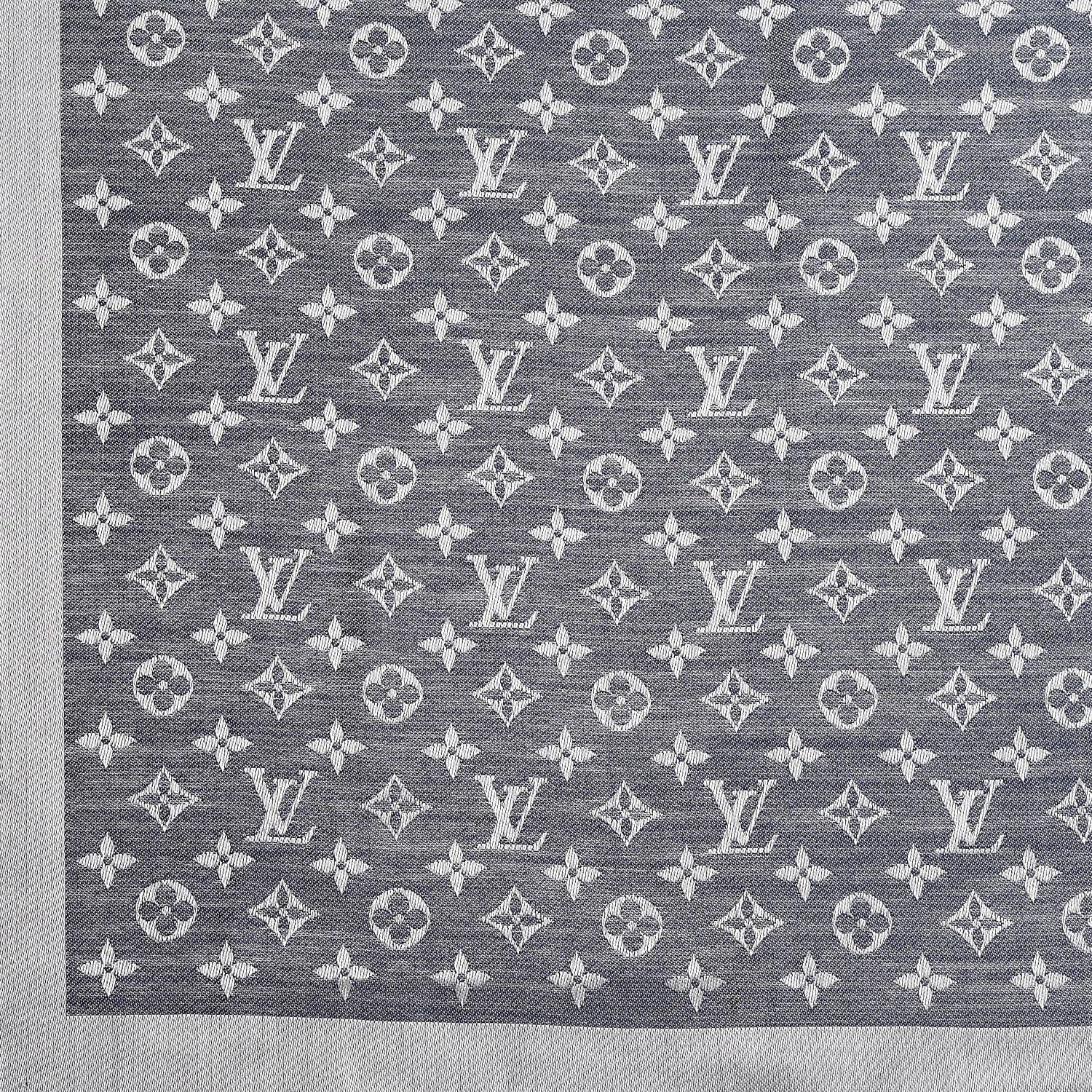 Louis Vuitton Wool Silk Monogram Denim Shawl Blue 5 of 6