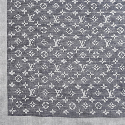 Louis Vuitton Wool Silk Monogram Denim Shawl Blue 5 of 6