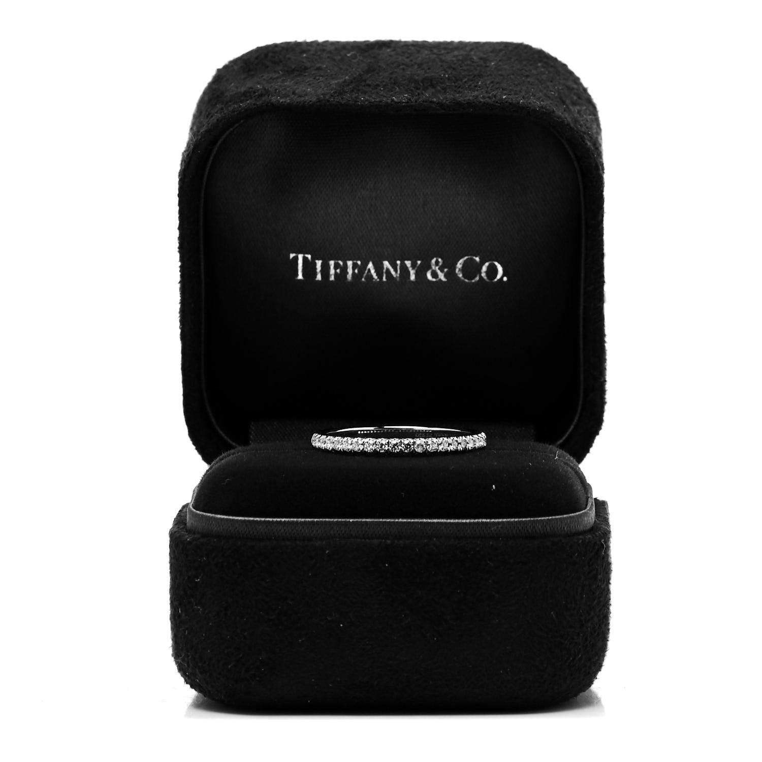 Tiffany Platinum Diamond .17ctw Soleste Half Circle Band Ring 53 6.5 5 of 5