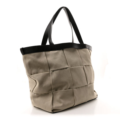 Bottega Veneta Canvas Nappa Intreccio Arco Tote Griege Fondant 3 of 11