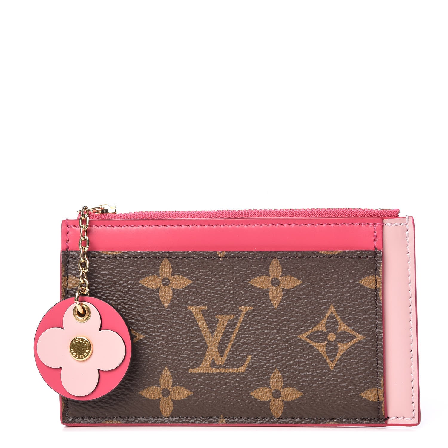 Louis Vuitton Monogram Blooming Flowers Zipped Card Holder Hot Pink Rose Ballerine 1 of 6