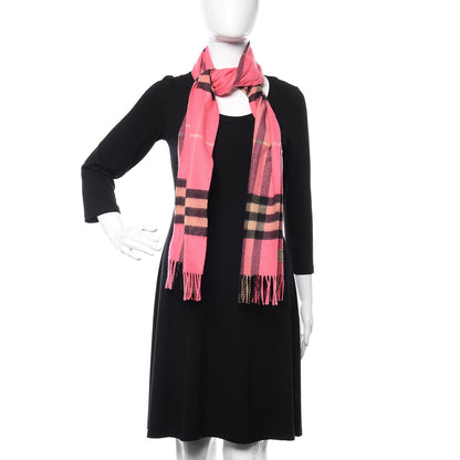 Burberry Cashmere Giant Check Fringe Scarf Rose Pink 2 of 4