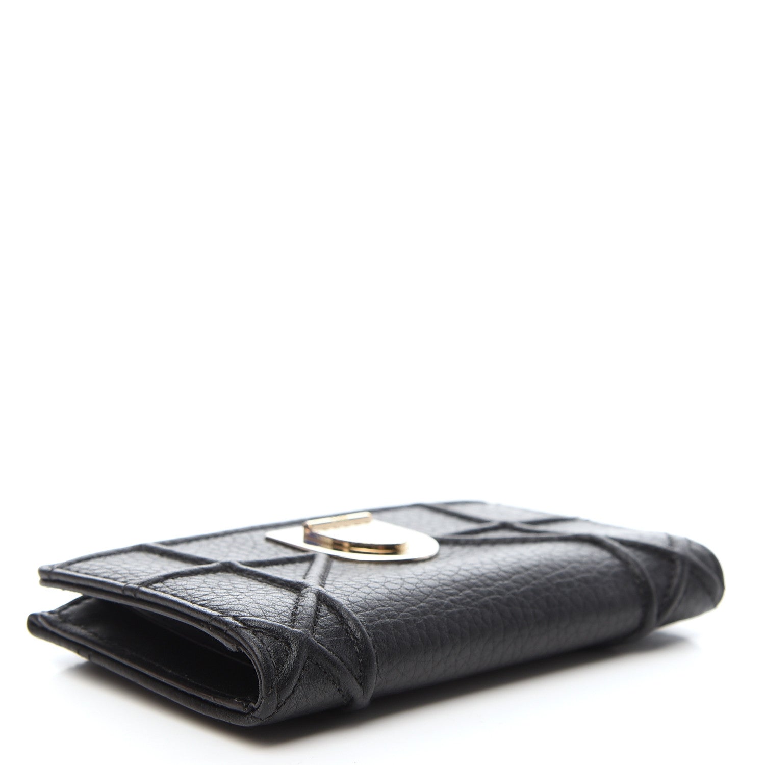 Christian Dior Grained Calfskin Cannage Diorama Wallet Black 4 of 8