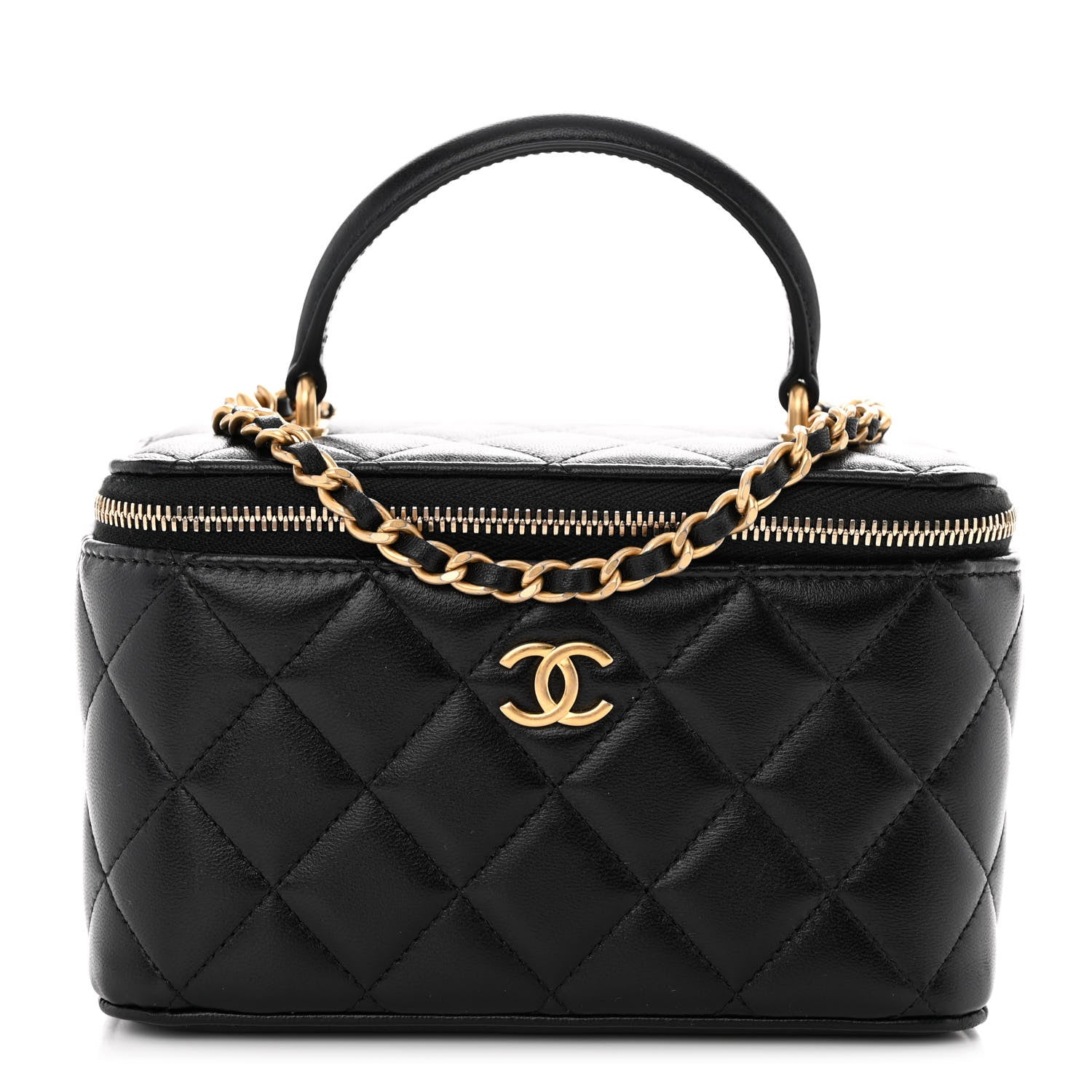 Chanel Lambskin Quilted Small Top Handle Vanity Case With Chain Black 1 of 10