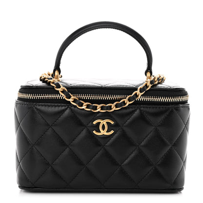 Chanel Lambskin Quilted Small Top Handle Vanity Case With Chain Black 1 of 10