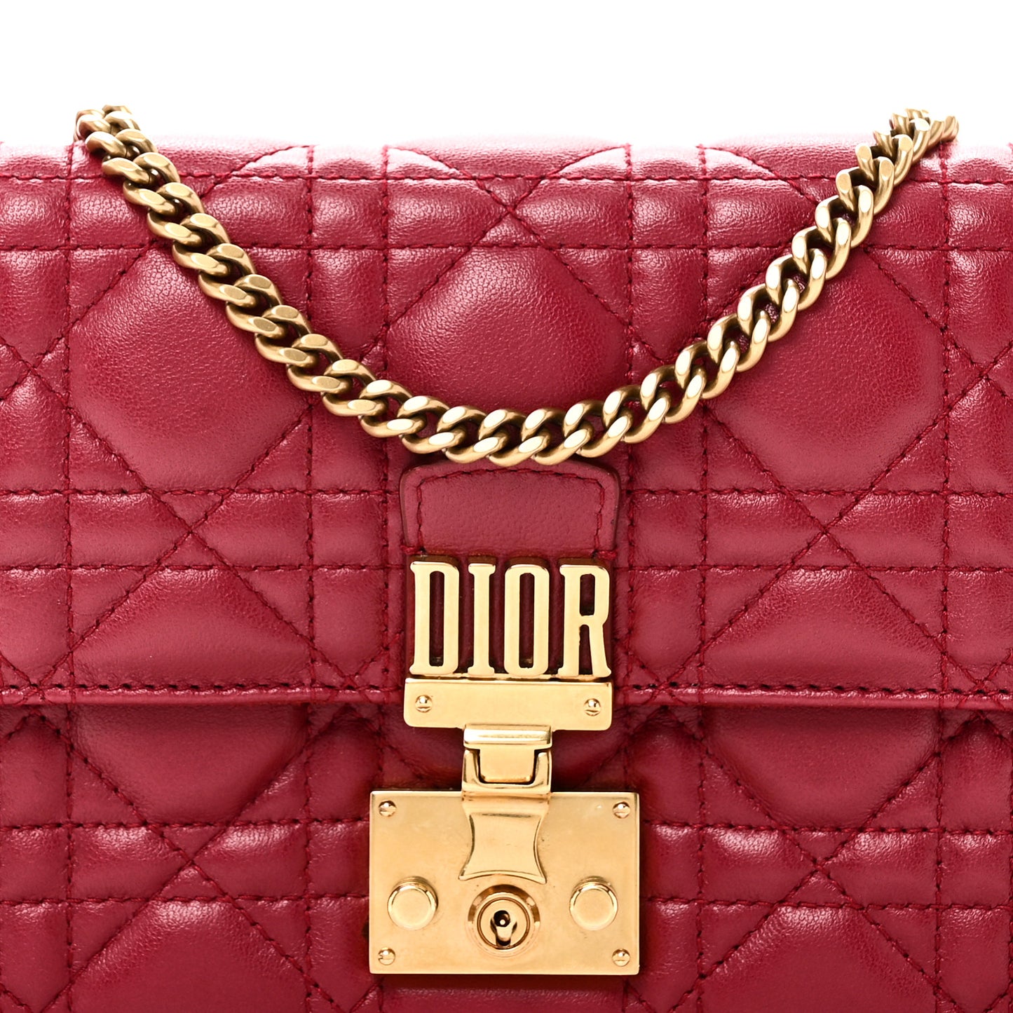 Lambskin Cannage Dioraddict Wallet On Chain Clutch Fuchsia