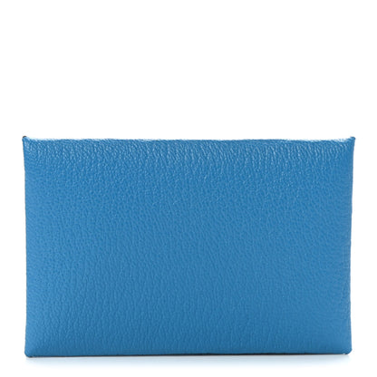 Hermes Chevre Mysore Verso Calvi Card Case Bleu Frida Cuivre 1 of 7