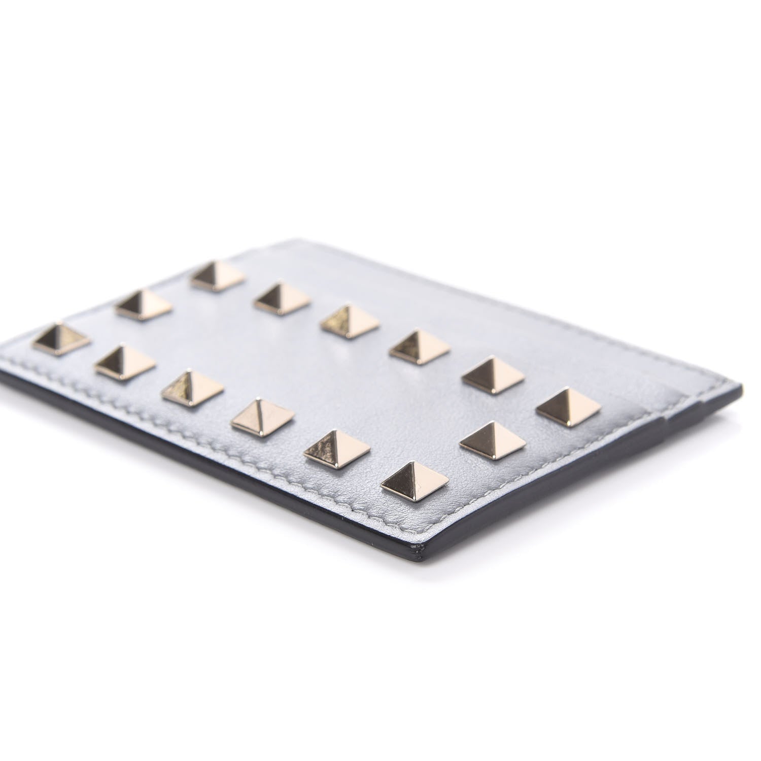 Valentino Garavani Vitello Rockstud Card Holder Grey 7 of 7