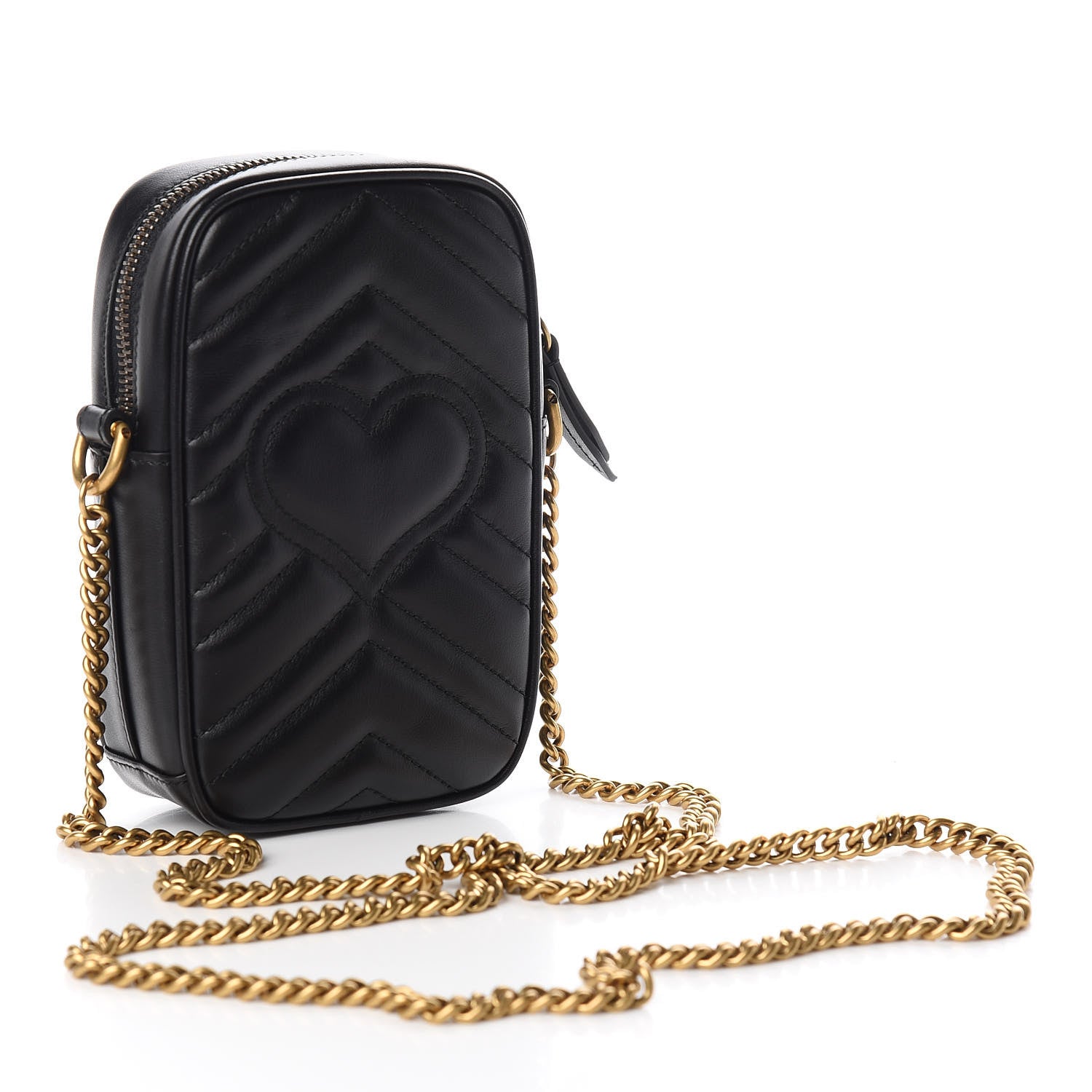 Gucci Calfskin Matelasse Mini GG Marmont Crossbody Bag Black 2 of 12