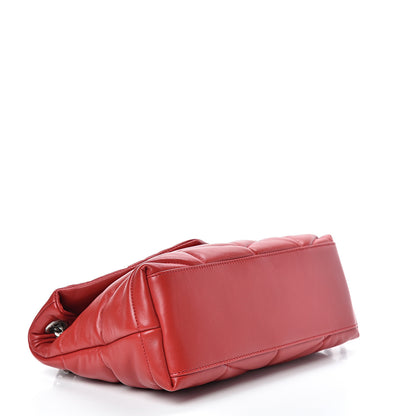 Saint Laurent Lambskin Quilted Small Loulou Puffer Monogram Chain Satchel Red 3 of 9
