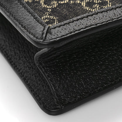 Gucci Jacquard Black Denim GG Monogram Textured Dollar Calfskin Small Dionysus Shoulder Bag Black Ivory 7 of 8