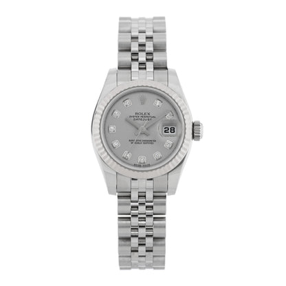 Rolex Stainless Steel 18K White Gold Diamond 26mm Oyster Perpetual Datejust Watch Silver 179174 1 of 5