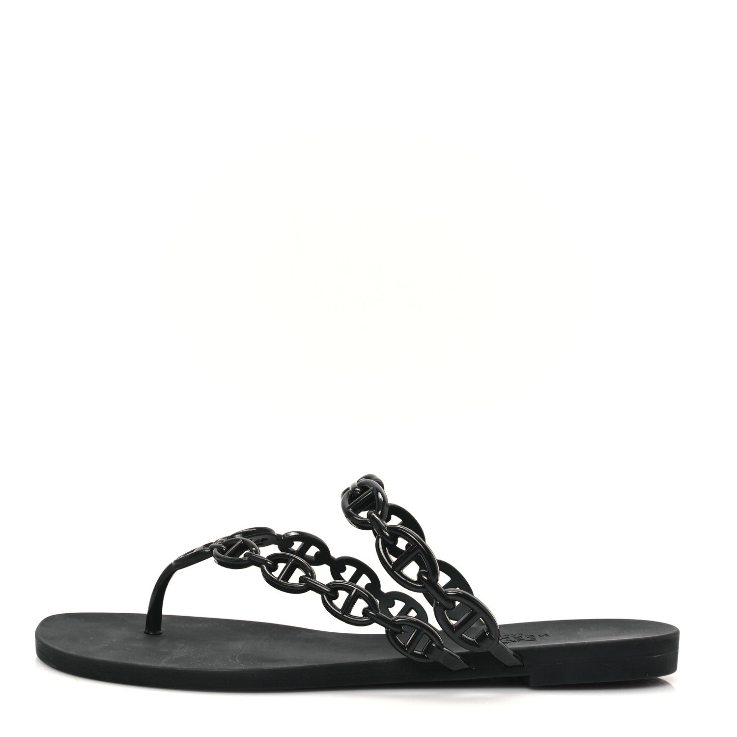 Hermes Rubber Chaine d'Ancre Island Sandals 38 Black 1 of 9