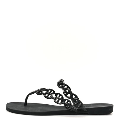 Hermes Rubber Chaine d'Ancre Island Sandals 38 Black 1 of 9
