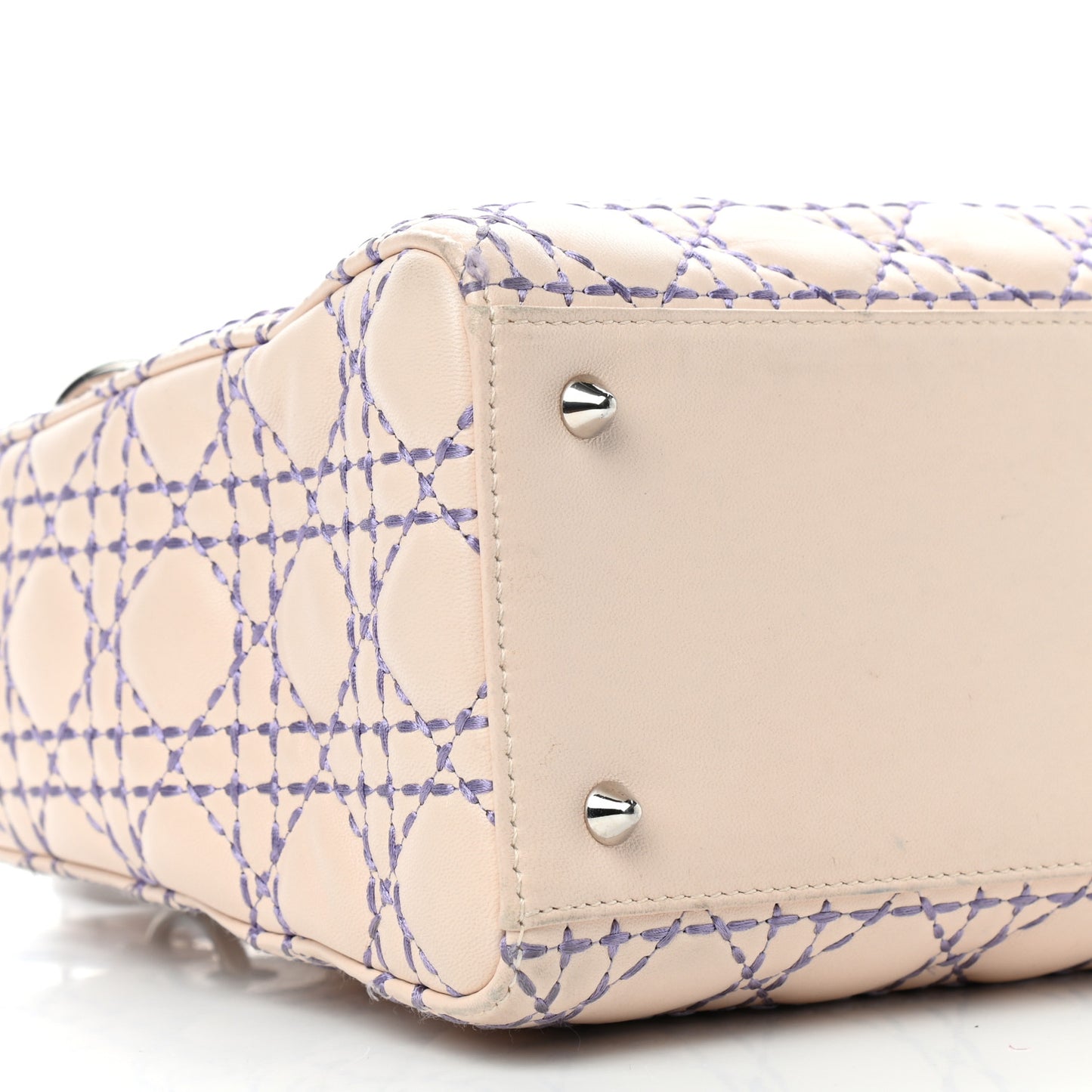 Lambskin Patent Stitched Cannage Medium Lady Dior Beige Purple