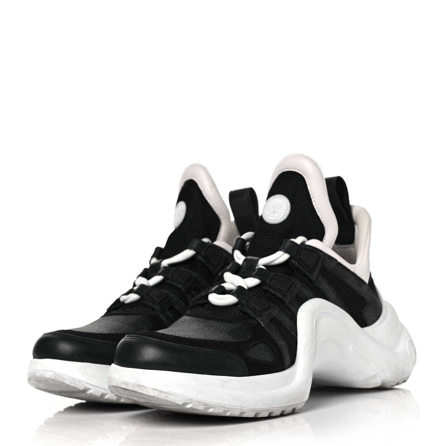 Calfskin Technical Nylon Damier Graphite LV Archlight Sneakers 36.5 Black White