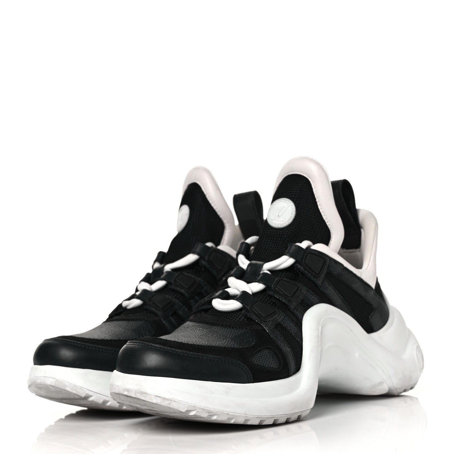 Louis Vuitton Calfskin Technical Nylon Damier Graphite LV Archlight Sneakers 36.5 Black White 3 of 8