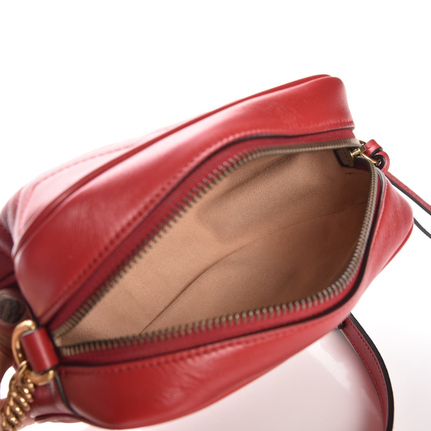 Gucci Calfskin Matelasse Mini GG Marmont Chain Shoulder Bag Hibiscus Red 5 of 7