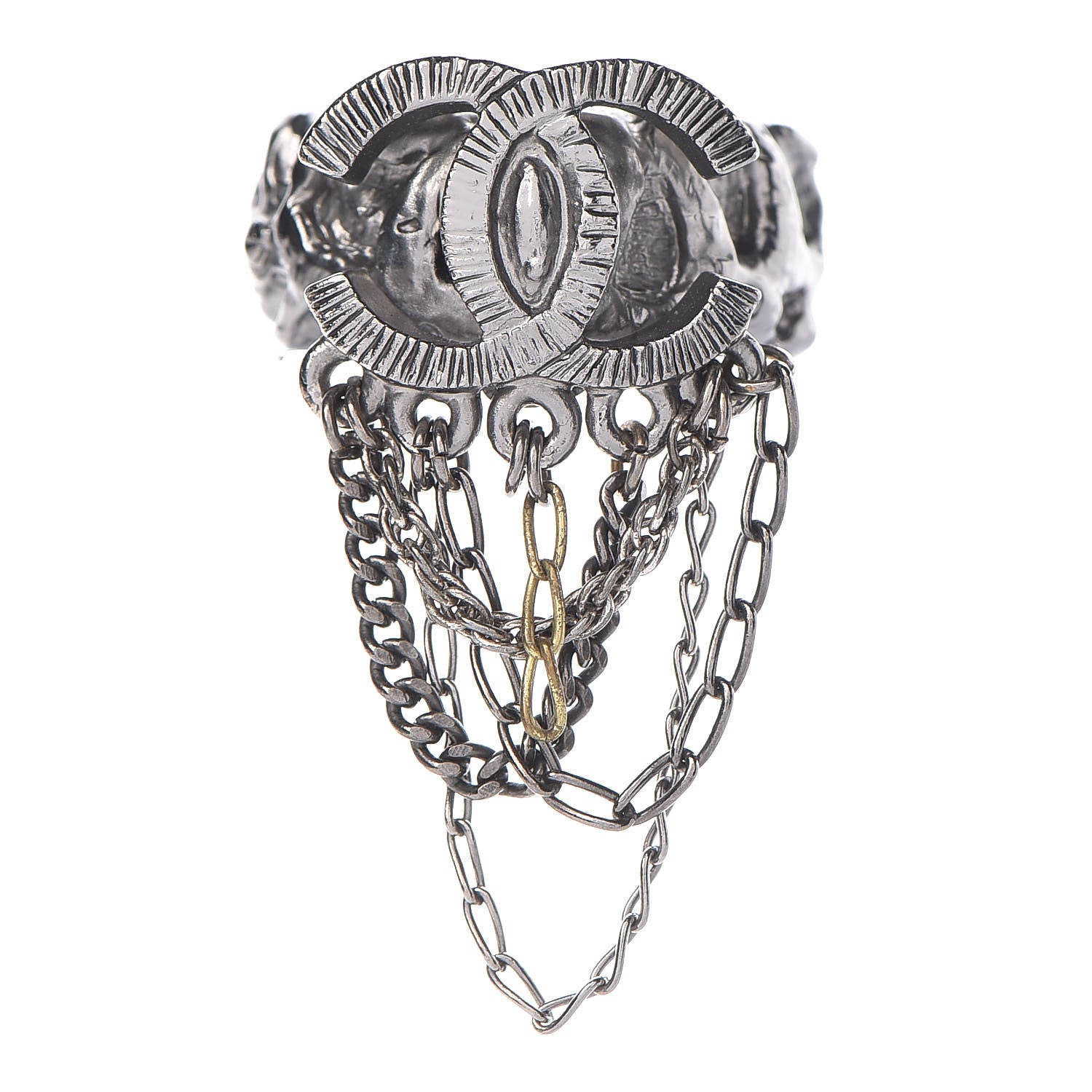 Chanel Ruthenium Chain CC Logo Ring 6.5 1 of 3