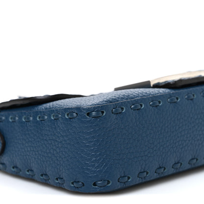 Fendi Cuoio Roma Sellerissima Nappa Sintetica Tape Stitch Mini Baguette Placca Argento 9 of 10