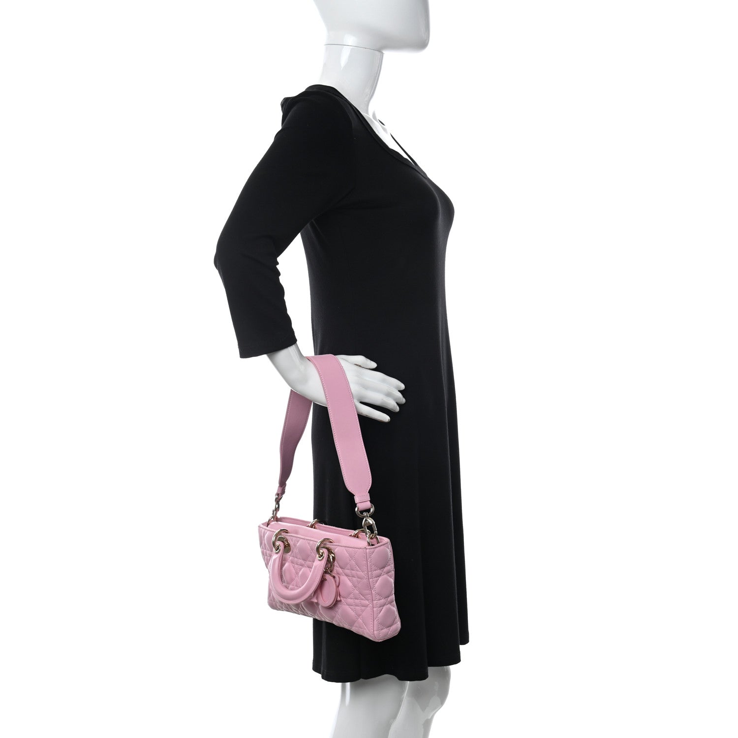 Christian Dior Lambskin Cannage Medium Lady D-Joy Pink 2 of 10