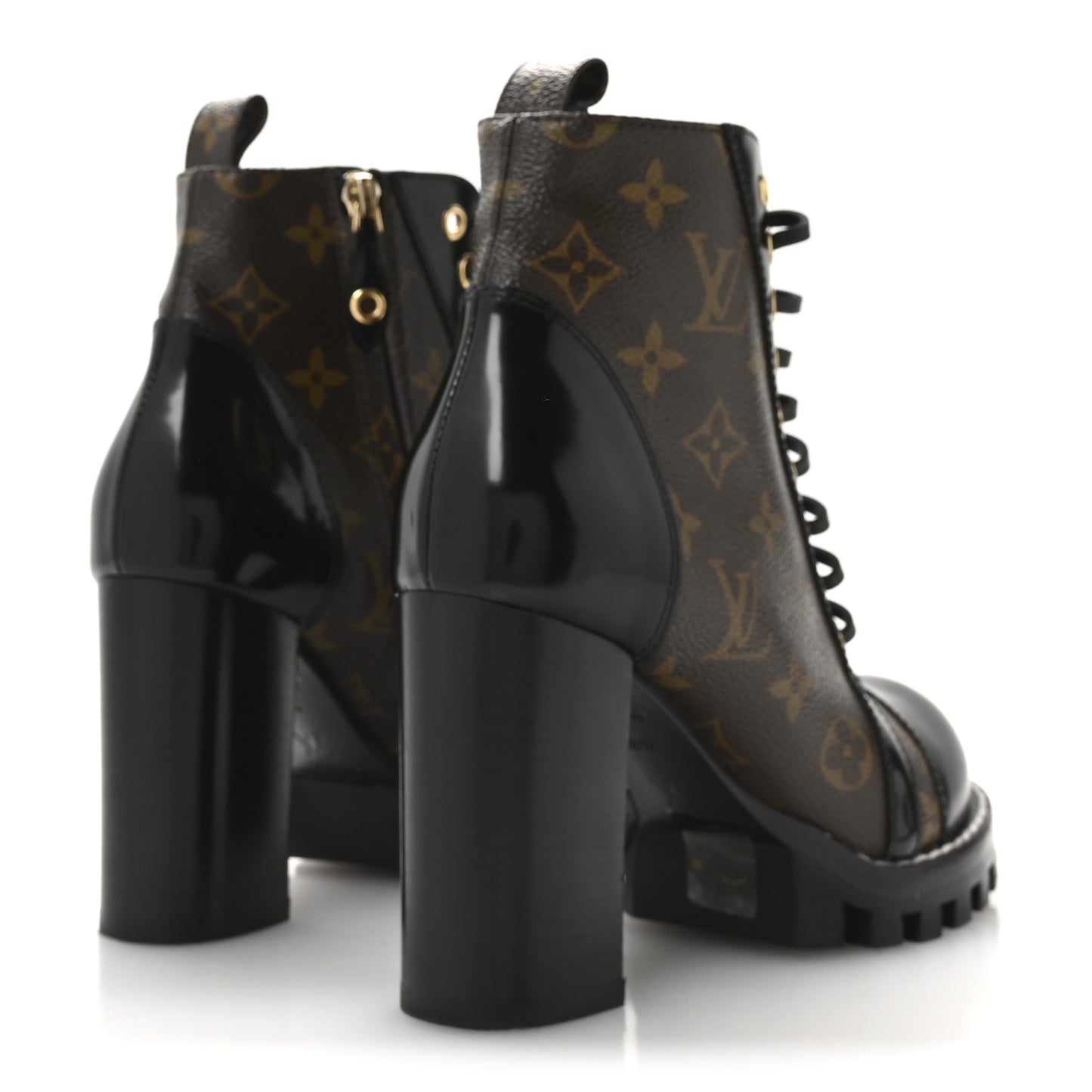 Patent Calfskin Monogram Star Trail Ankle Boots 36.5 Black