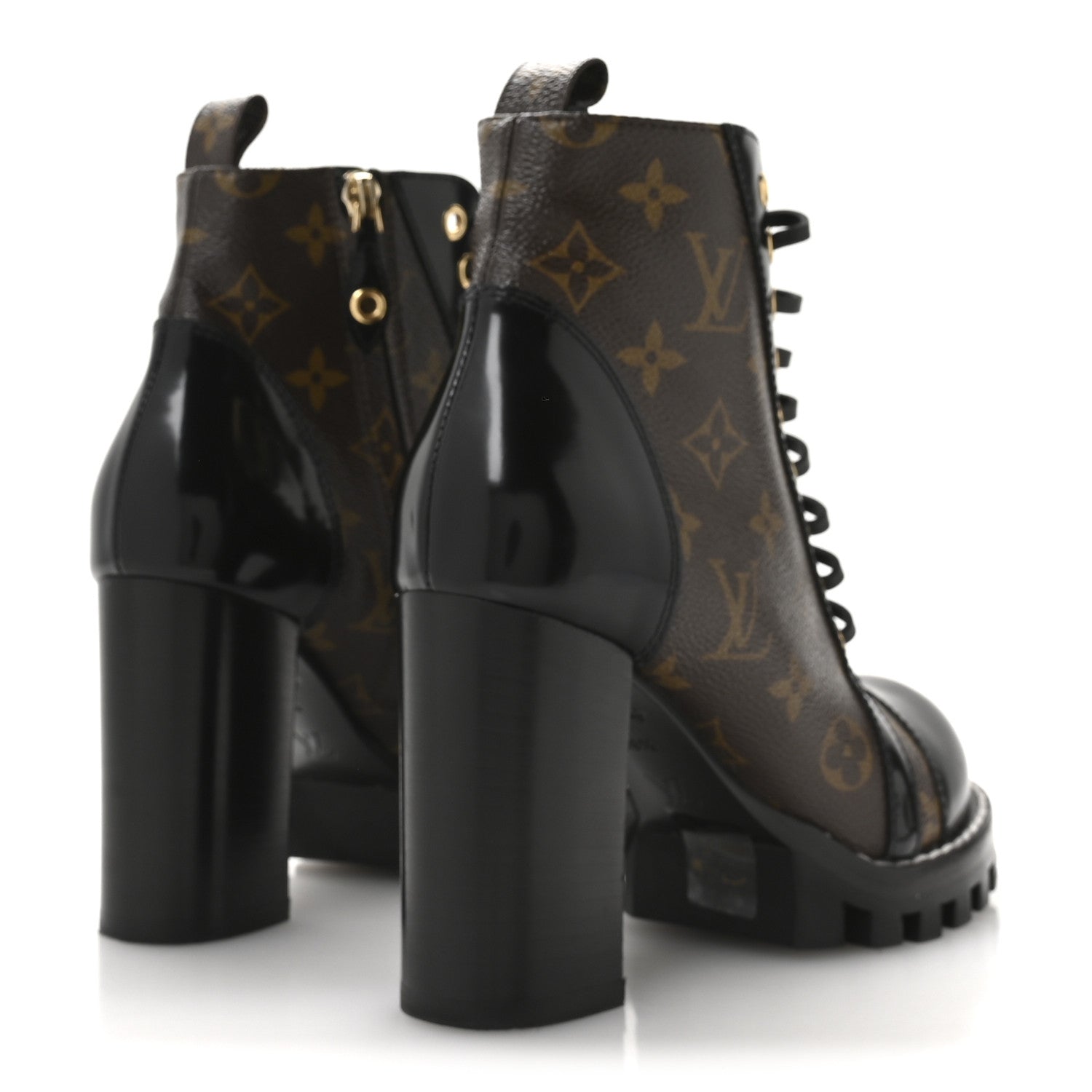 Louis Vuitton Patent Calfskin Monogram Star Trail Ankle Boots 36.5 Black 5 of 8