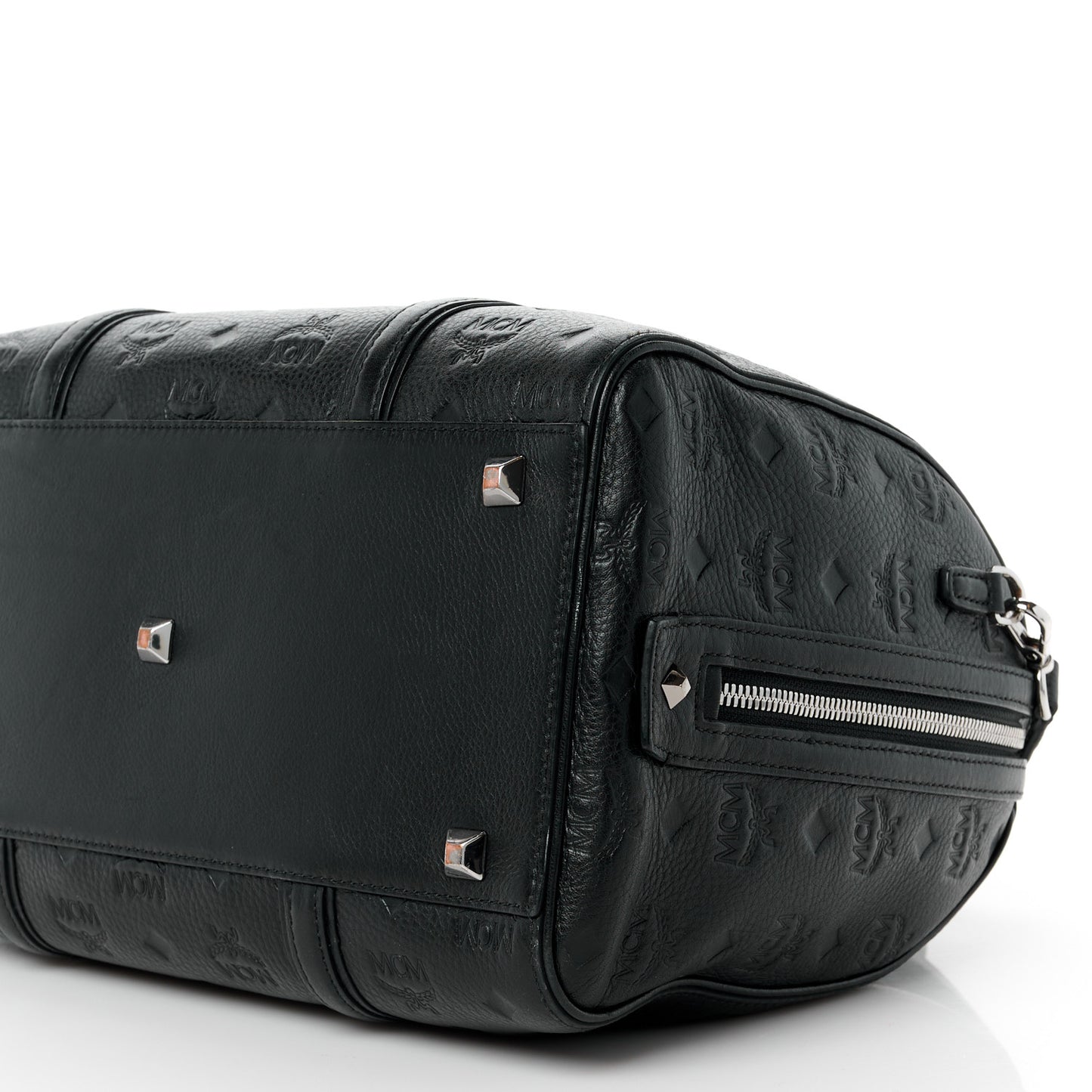 Calfskin Ottomar Monogram Medium Boston Bag Black