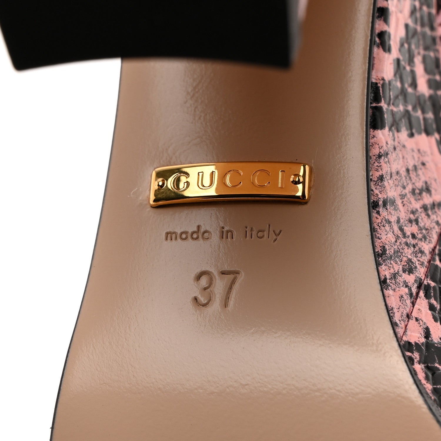 Gucci Calfskin Python Print Horsebit Platform 35/120mm Slingback Pumps 37 Wild Rose 7 of 8