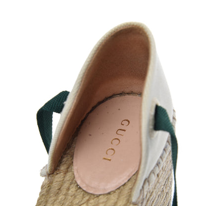 Gucci Canvas Malaga Kid Web Ankle Wrap Espadrille Wedge Sandals 40 Green Red Mystic White Emerald 14 of 19