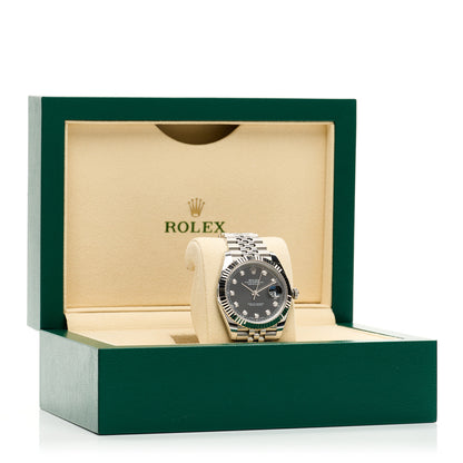 Rolex Stainless Steel 18K White Gold Diamond 41mm Oyster Perpetual Datejust Watch Dark Rhodium 126334 5 of 5