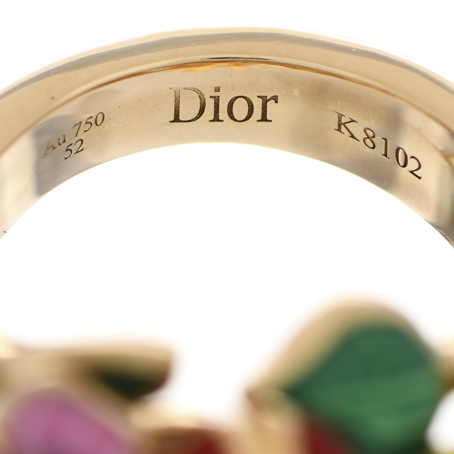 Christian Dior 18K Yellow Gold Diamond Amethyst Lacquer Medium Diorette Ring 52 6 5 of 6