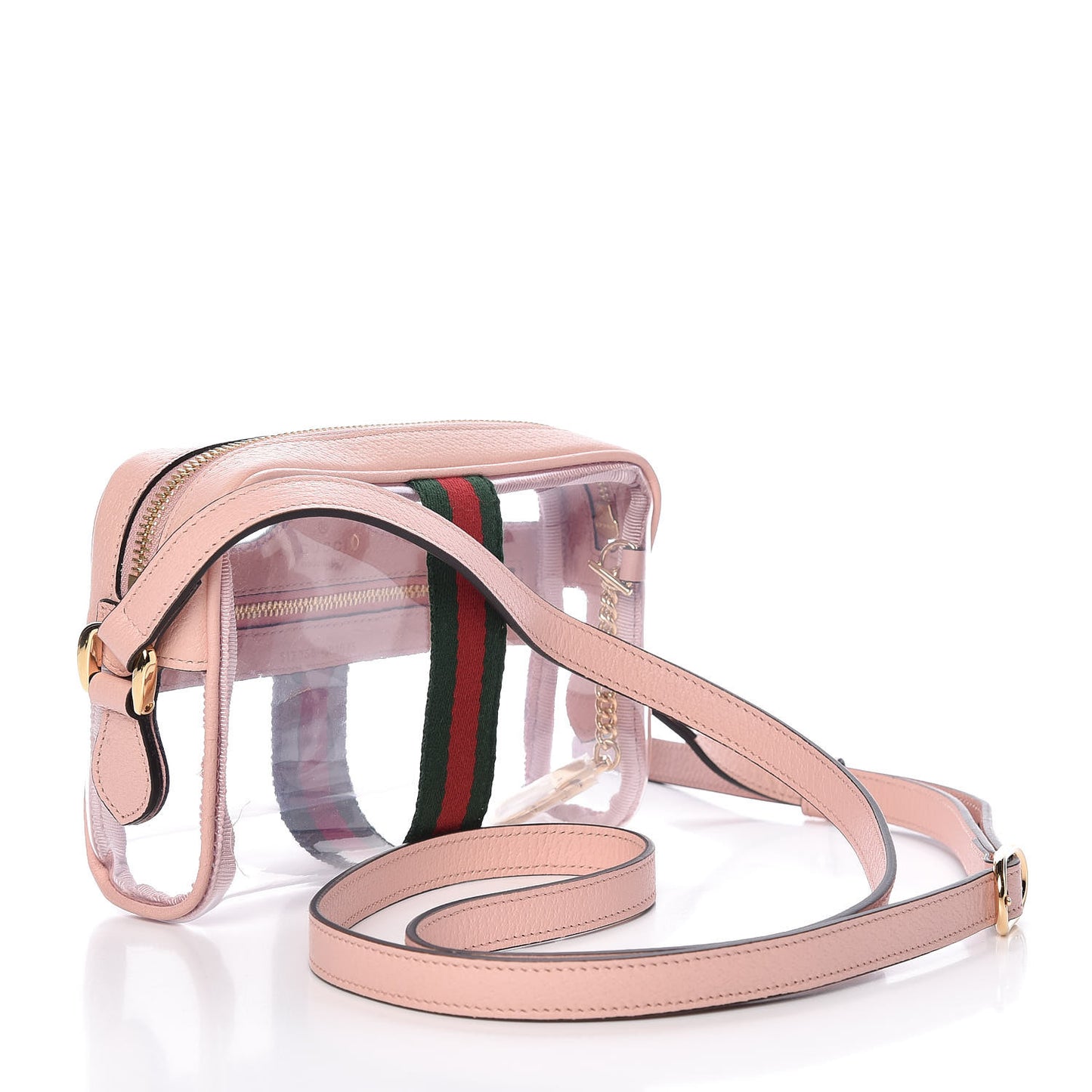 Vinyl Web Mini Ophidia Transparent Shoulder Bag Perfect Pink
