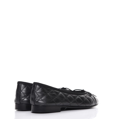 Chanel Aged Calfskin Quilted Cap Toe Ballerina Flats 35.5 Black 4 of 10
