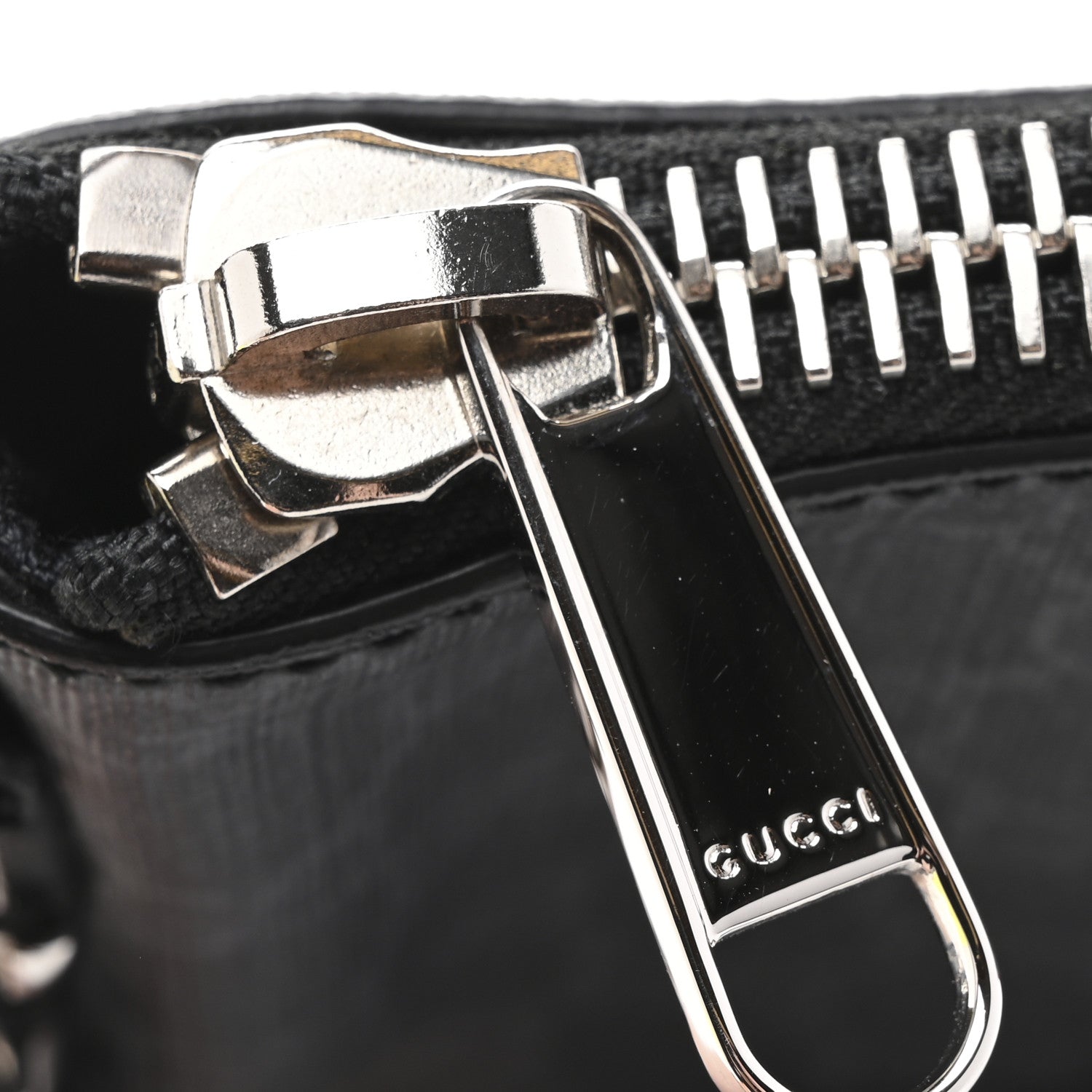 Gucci GG Supreme Monogram Calfskin Web Flat Wristlet Black Grey 8 of 9