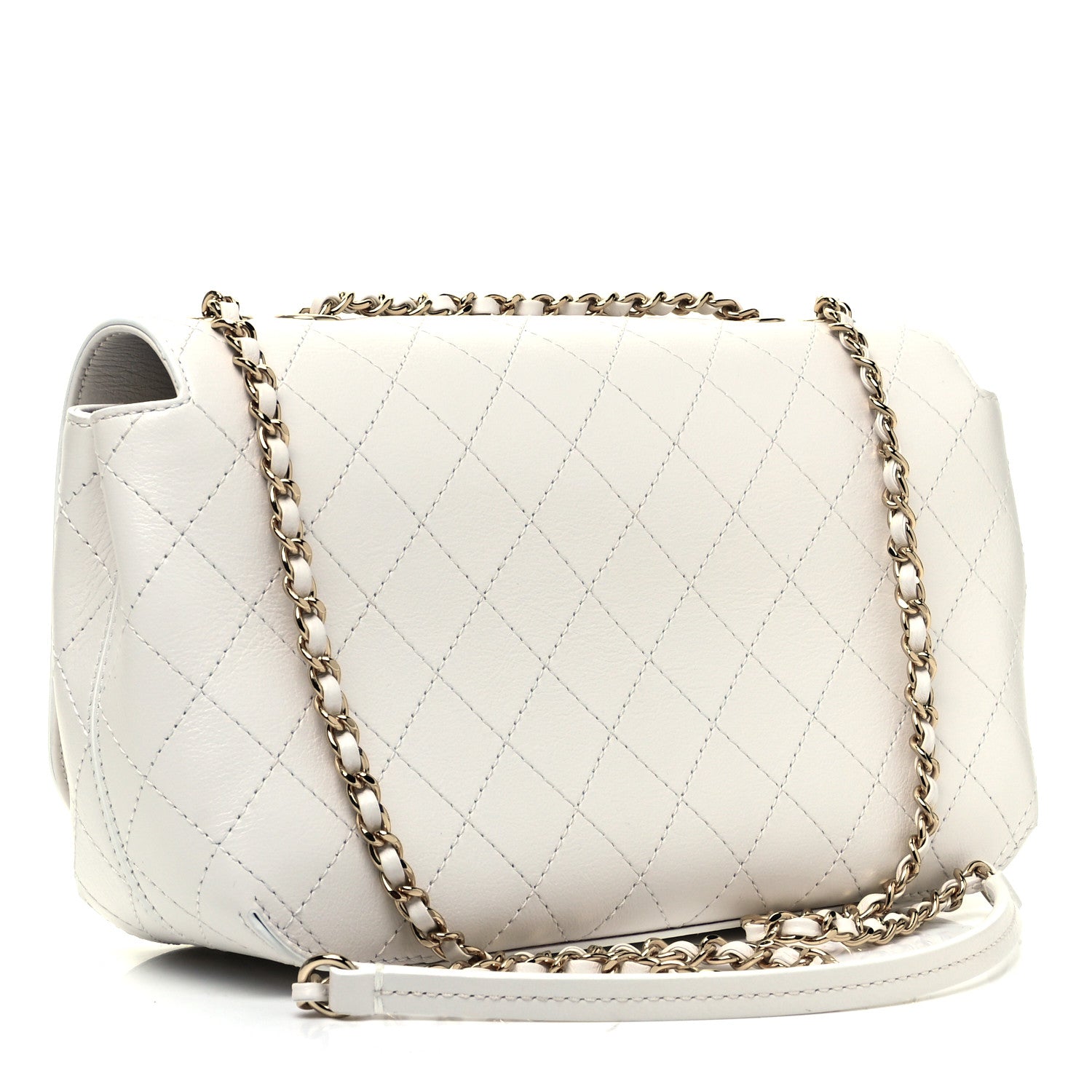 Chanel Calfskin Stitched Medium Covered CC Flap Bag White 3 of 9