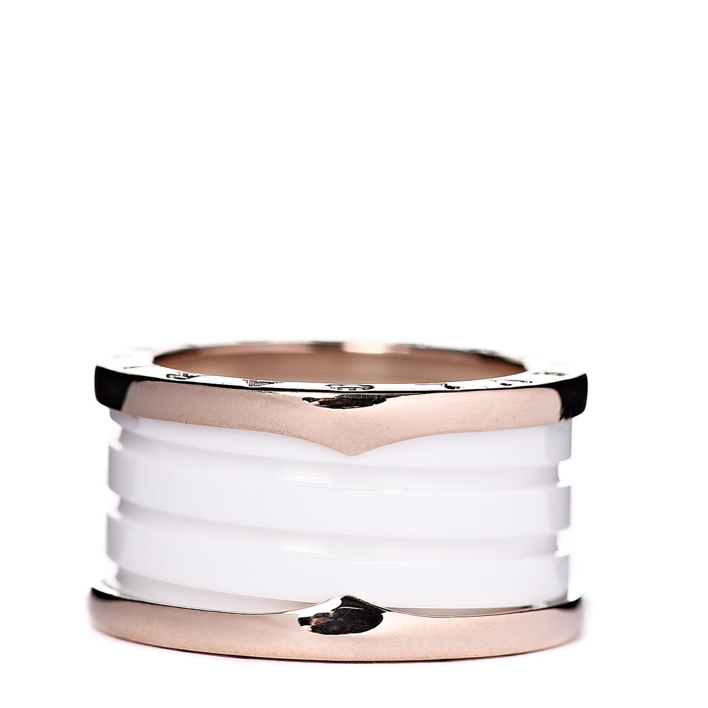18K Rose Gold White Ceramic B.Zero1 Four-Band Ring 53 6.25