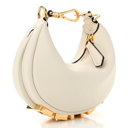 Fendi Vitello Grace Matte Nano Fendigraphy Hobo Charm White Ice 3 of 10